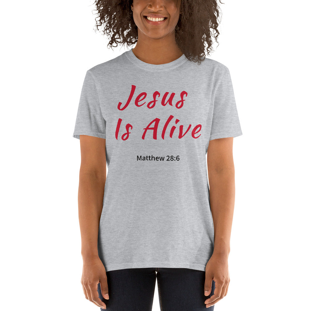 Jesus Is Alive Short-Sleeve Unisex T-Shirt Red Letters