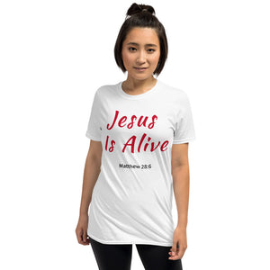 Jesus Is Alive Short-Sleeve Unisex T-Shirt Red Letters