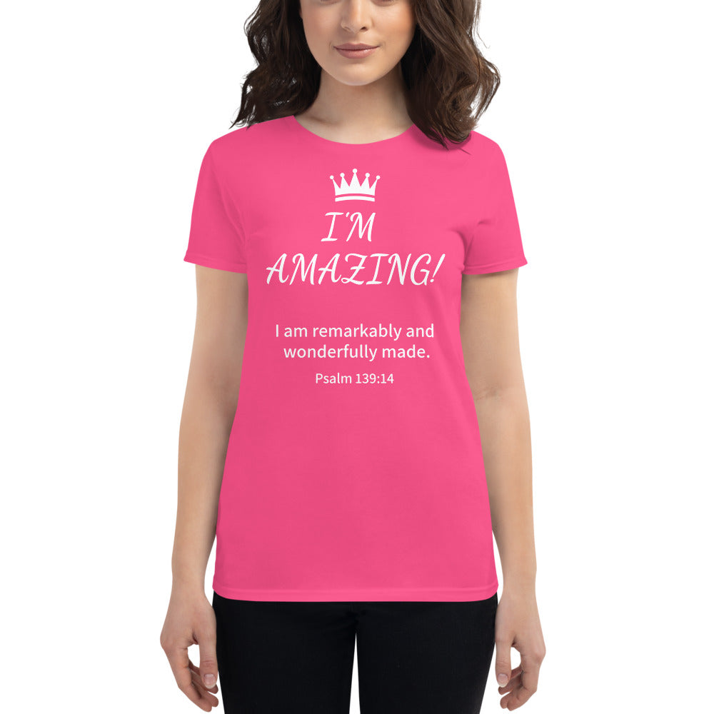 I'm Amazing Women's Short Sleeve T-Shirt with Crown 100% Jersey Knit